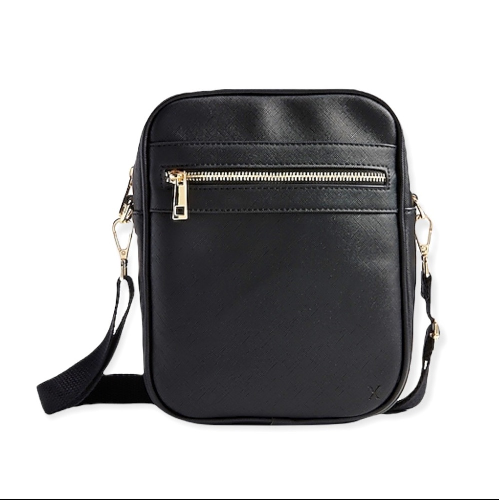 EXPRESS Men’s Black Faux Saffiano Leather Tote Bag NWT